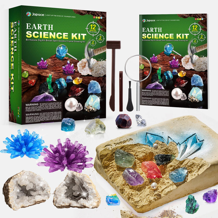 Japace Ausgrabungsset für Kinder, STEM Wissenschaft Spielzeug Edelsteine Ausgraben, Geoden Zum Aufbr