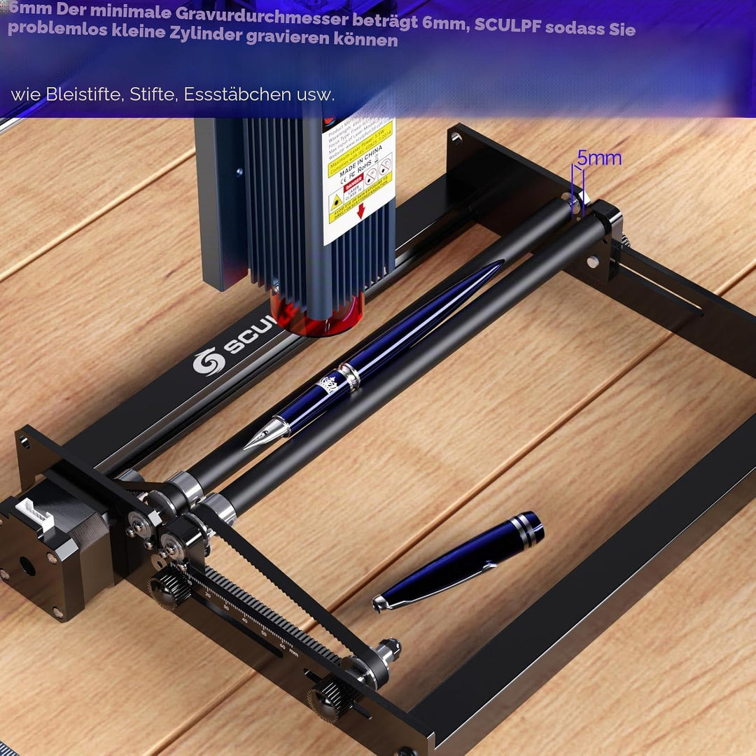 SCULPFUN Laser-Rotationswalze, Lasergravierer Y-Achsen-Rotationswalze mit 360°-Rotation zum Lasergra