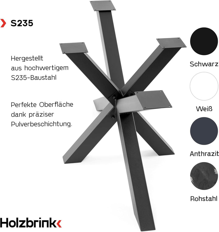 HOLZBRINK Tischbeine aus Metall, Tischgestell für Beistelltisch Computertisch Gartentisch, 40x40x43