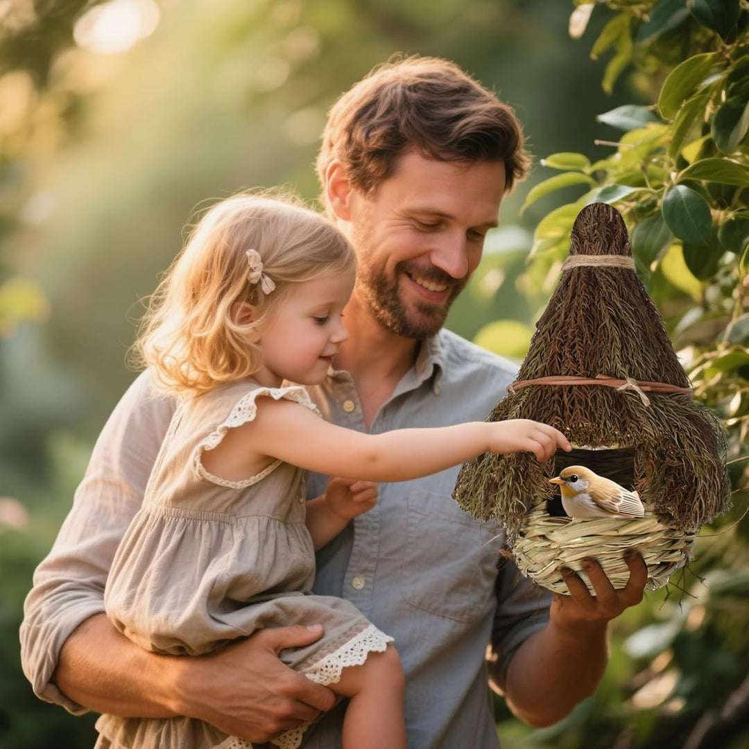 Handgewebte Gras Vogelnester, Hängendes Vogelhaus, Vogelnest Hausgarten, Nisttaschen für Vögel, Natü