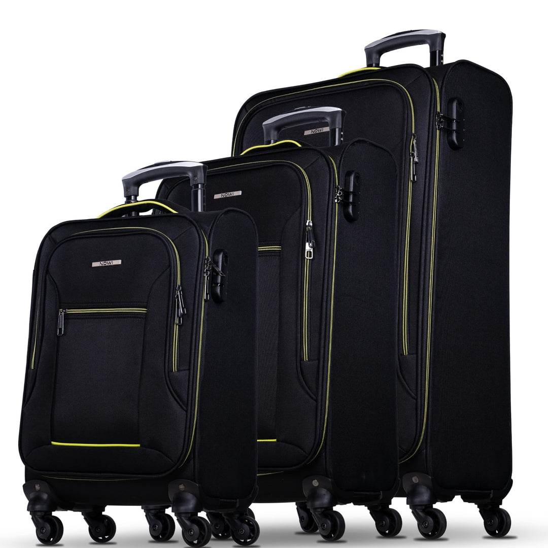 NOWI Sevilla Kofferset 3-teilig – Weichschalen Trolley Set (30L, 50L, 76L) mit 4 Rollen & Zahlenschl