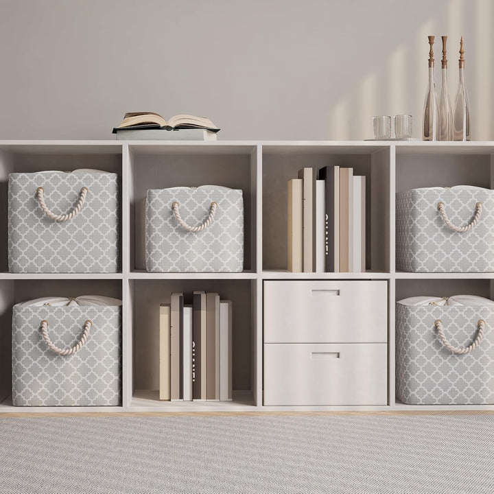 OUTBROS Grosser Aufbewahrungskorb, 34 x 24 x 20 cm Stoff Aufbewahrungsbox mit Kordelzug und Griff, f