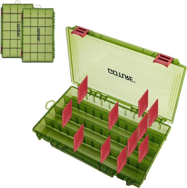 Goture Verdickte Köderbox Angeln 3700 - Transparente Angelbox mit Messlineal, Verstellbaren Trennwän