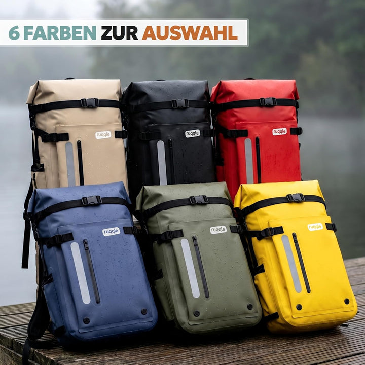Ruqqle Wasserdichter Rucksack, vielseitig, wasserdicht Tasche, Dry Bag 20/30/45 l, mit 3 Aussentasch