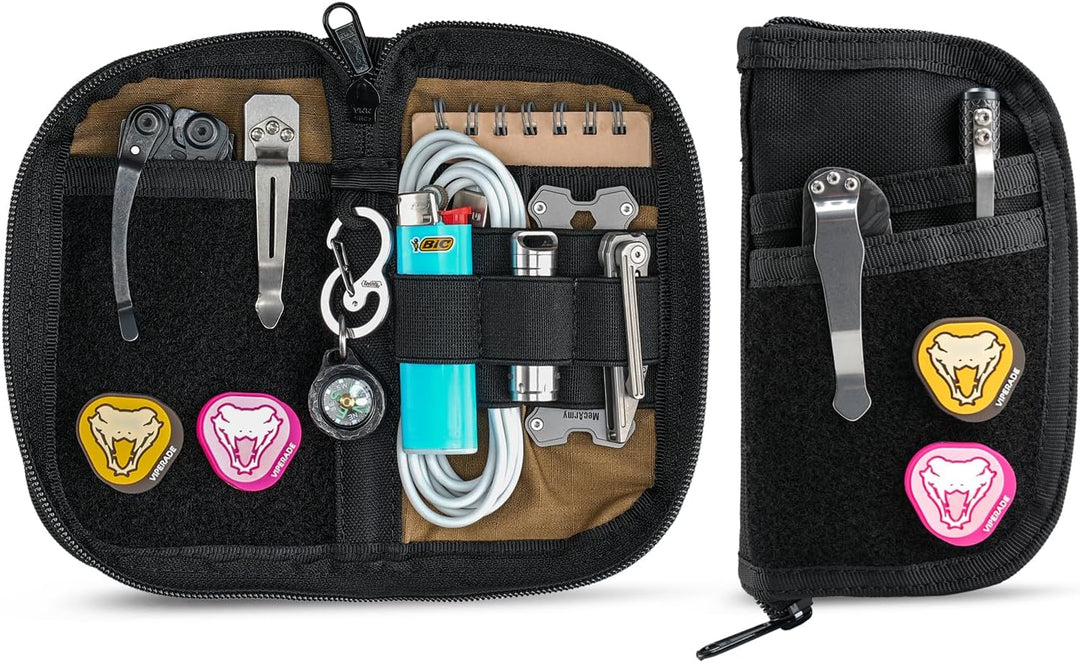 VIPERADE VE22 EDC Pouch Klein EDC Werkzeugtasche mit 4 Taschen und 5 elastischen Fächern Klein EDC O