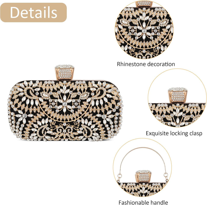 DIRRONA Strass Damen Handtasche Elegante Hochzeits Braut Clutch Bag Exquisite Kettentasche Glitzer P