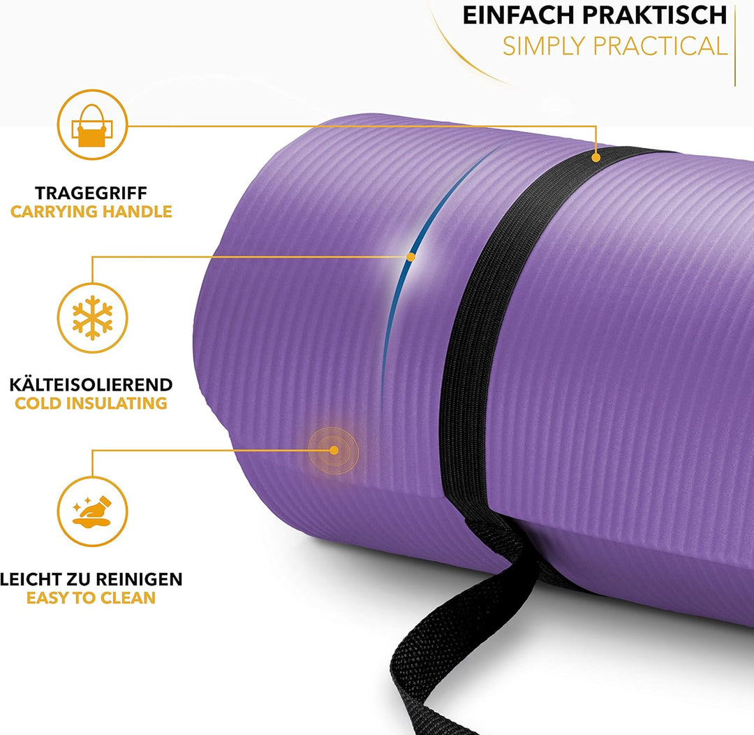 TRESKO Yogamatte Phthalatfrei - Gymnastikmatte rutschfest, Pilatesmatte Fitnessmatte mit Tragegurt,