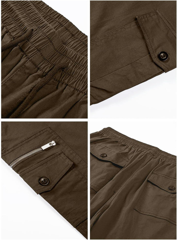 Jolicloth Cargohose Herren Baumwolle Outdoorhose Lange Baggy Hose Casual Freizeithose Pants M Braun,