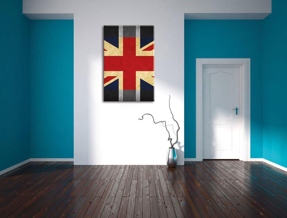 Pixxprint Landesflagge von England B&W als Leinwandbild/Grösse: 100x70 cm/Wandbild/Kunstdruck/fertig