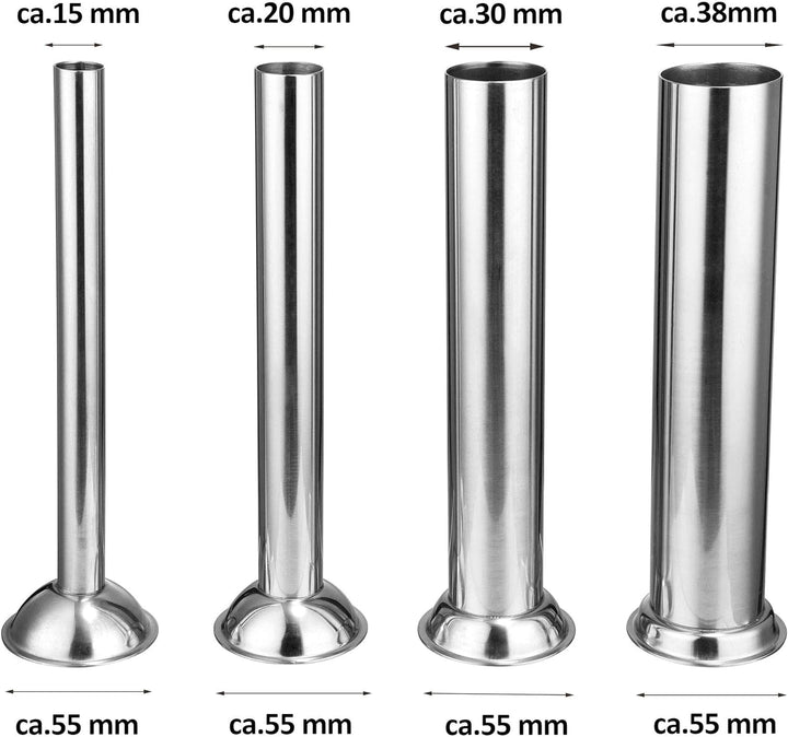 Zelsius Profi Wurstfüllmaschine aus Edelstahl (7 Liter, Silber) + vier verschiedene Füllrohre, Wurst