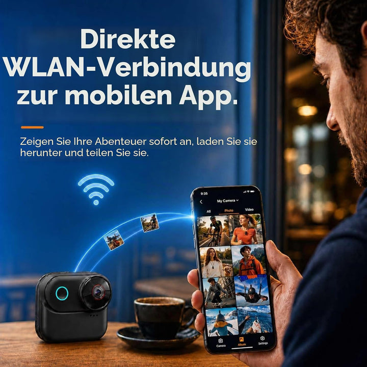 T71M Action Cam 4K, Mini POV- &amp; Helmkamera Mit 6-Achsen-EIS, 154° Weitwinkel, 64 GB MicroSD, Ladecas