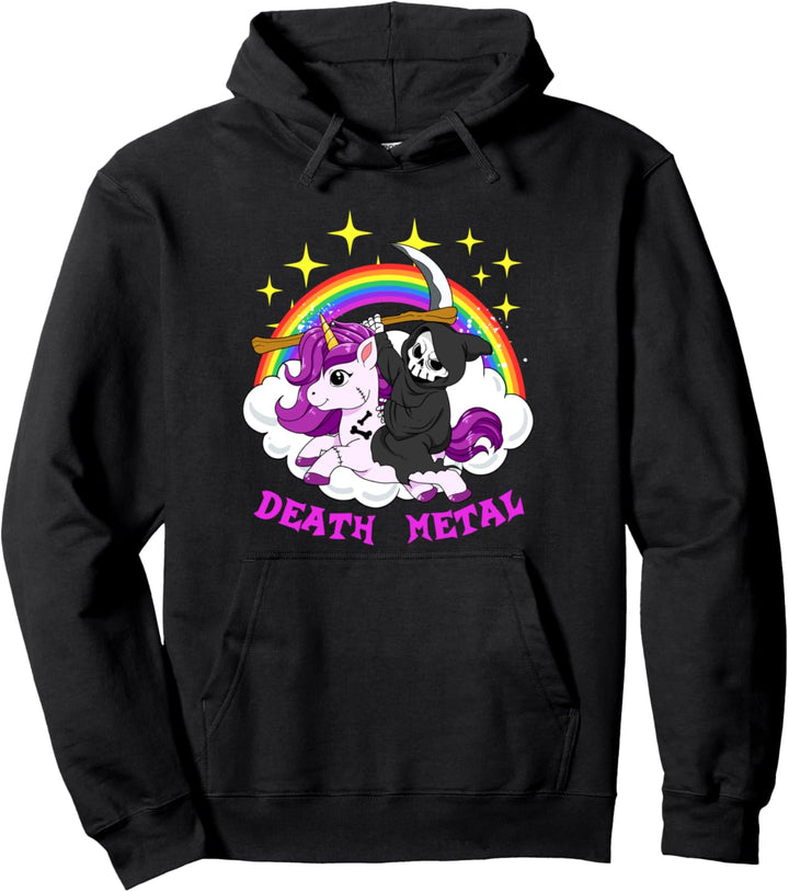 Death Metal Einhorn Reiter Heavy Metal Rocker Sensenmann Pullover Hoodie