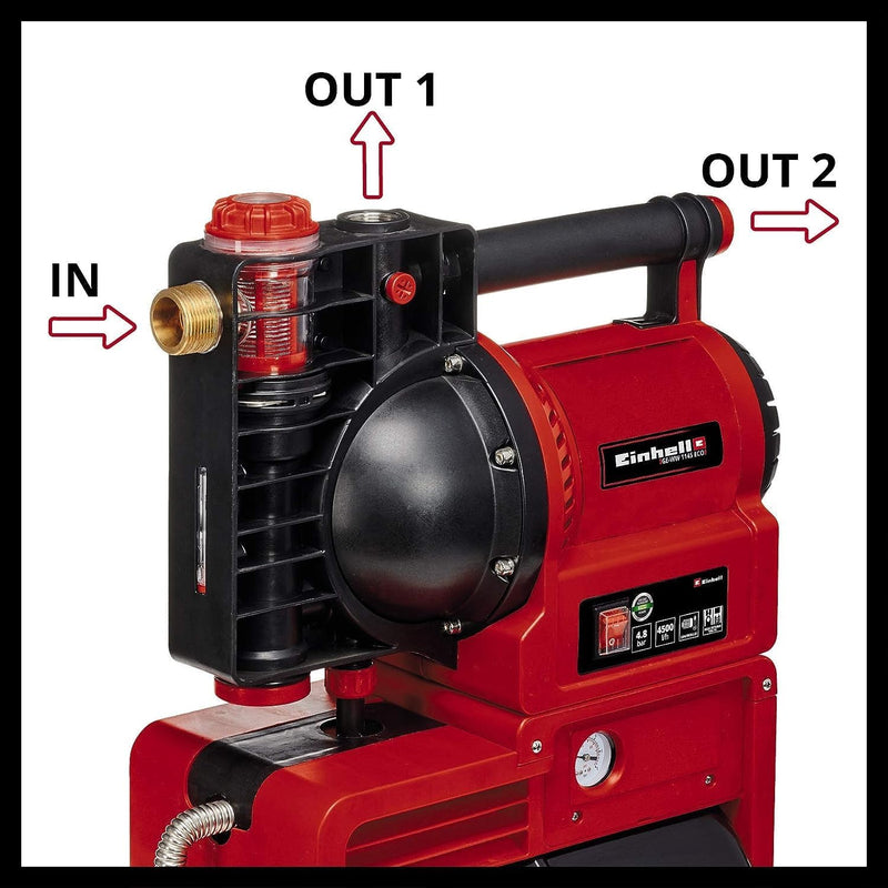 Einhell Hauswasserwerk GE-WW 1145 ECO (1.100 W, 4500 L/h max. Fördermenge, 20 l-Tank, Schmutz-/Sauga