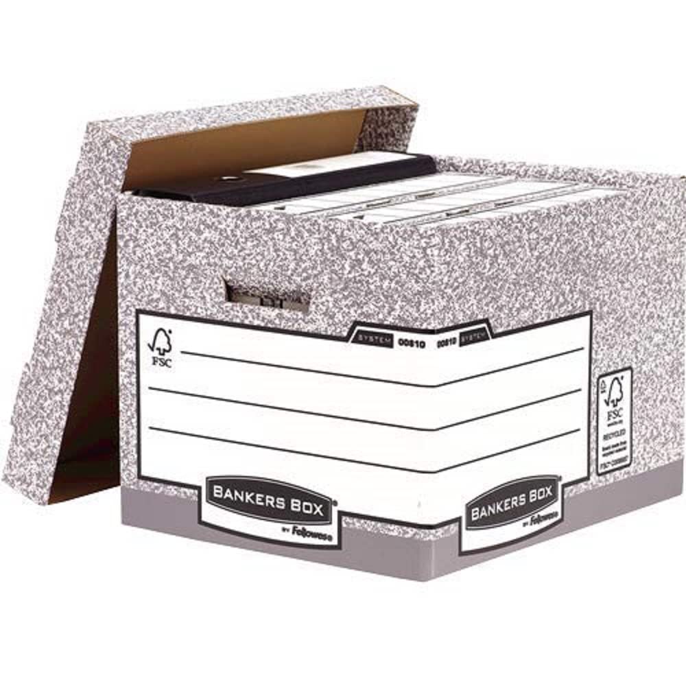 Bankers Box Archivbox mit Deckel, System Serie, extra stabil, für Ordner/Ringbücher/Archivschachteln