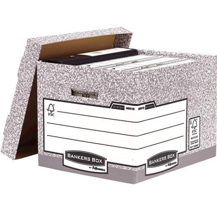 Bankers Box Archivbox mit Deckel, System Serie, extra stabil, für Ordner/Ringbücher/Archivschachteln
