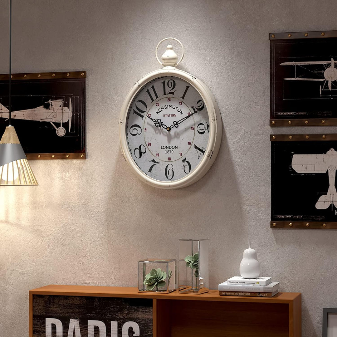 Menterry Rechteck Retro-Wanduhr, altmodisches antikes Design, rustikaler Vintage-Stil, batteriebetri