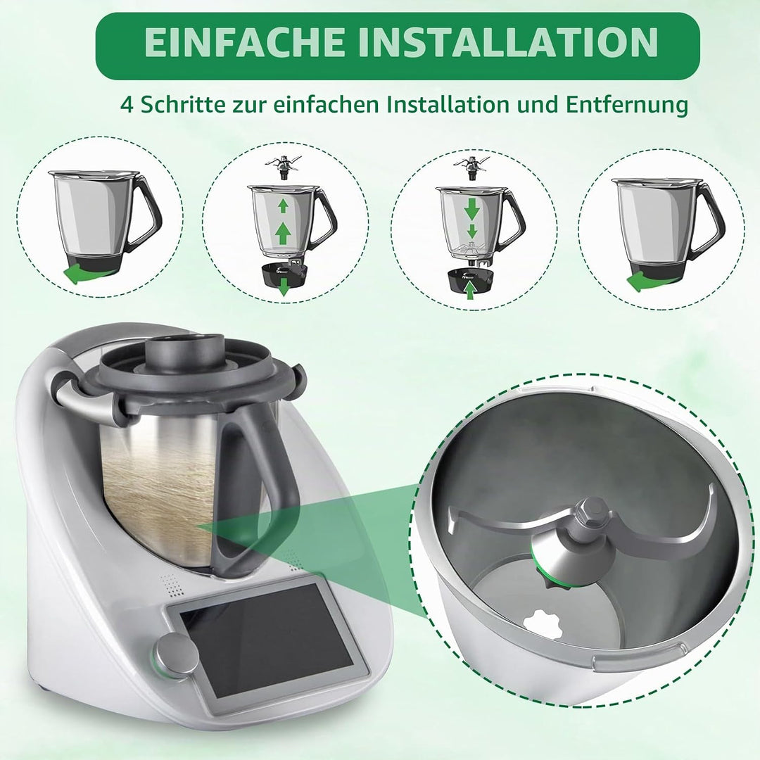 Teigmesser Kompatibel mit Thermomix TM6, TM5, Edelstahl Teigmischmesser mit Dichtring, Schnelle Rein