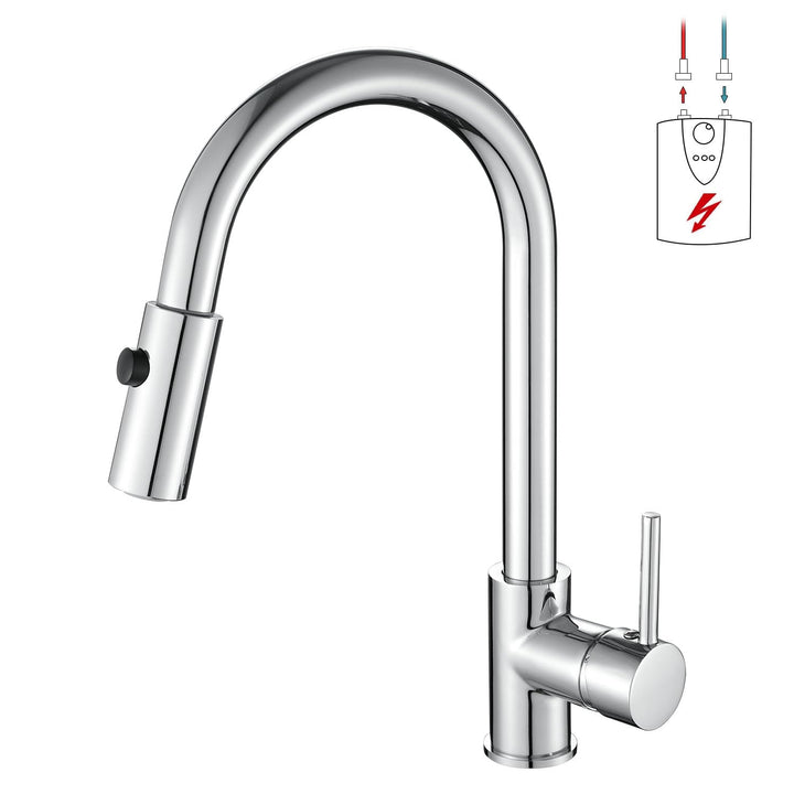 Niederdruck Armatur Küche Ausziehbar,360° Drehbare Küchenarmatur,Wasserhahn mit 3 Anschluessen für B