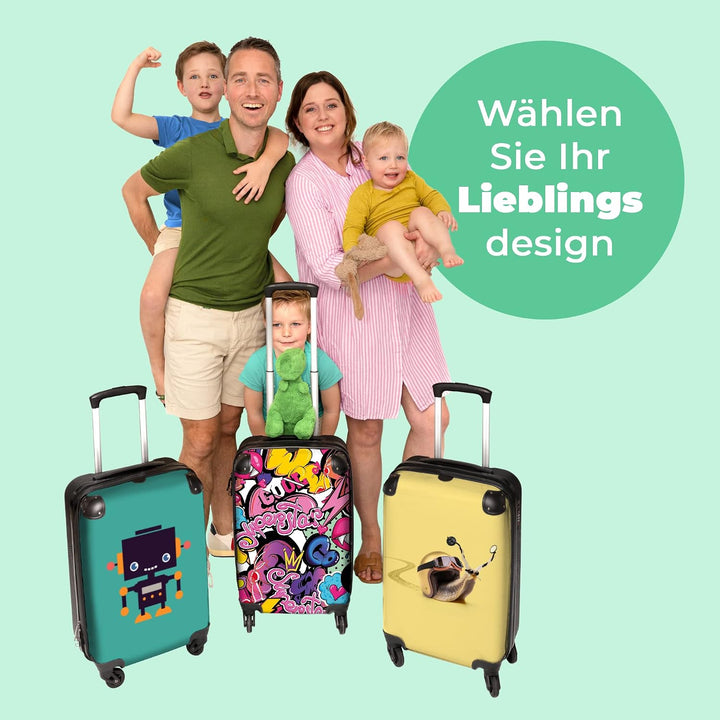 NoBoringSuitcases.com® Koffer Handgepäck Trolley Rollkoffer Kleine Reisekoffer mit 4 Rollen - Design