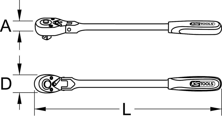 KS Tools 914.1296 1/2" Gelenk-Umschaltknarre, 72 Zahn
