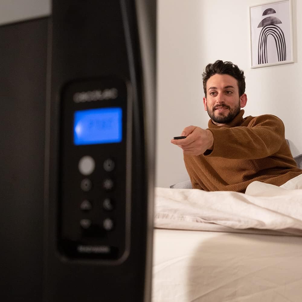 Cecotec Flachheizkörper mit Fernbedienung ReadyWarm 1800 Thermal Black. 8 Heizrippe und 1200 W, LCD-