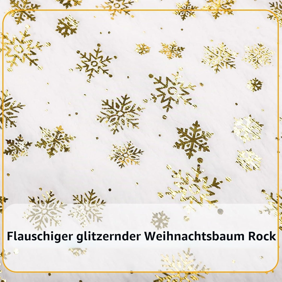KONVINIT Weihnachtsbaum Rock Weiss Weihnachtsbaumdecke Round Plüsch Christmasbaumdecke Glitzer Schne