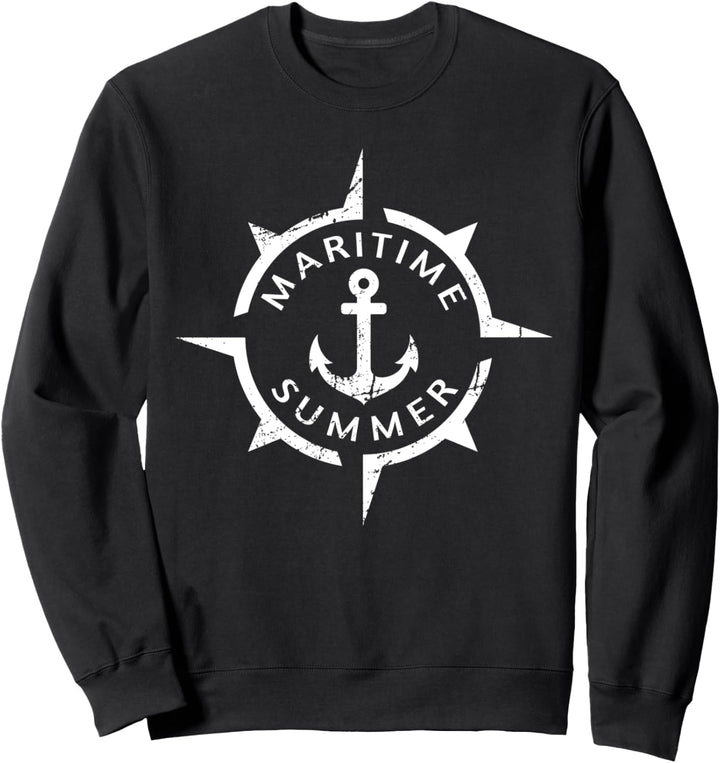Maritime Summer - Maritimer Sommer Kompass Anker - Maritimes Sweatshirt