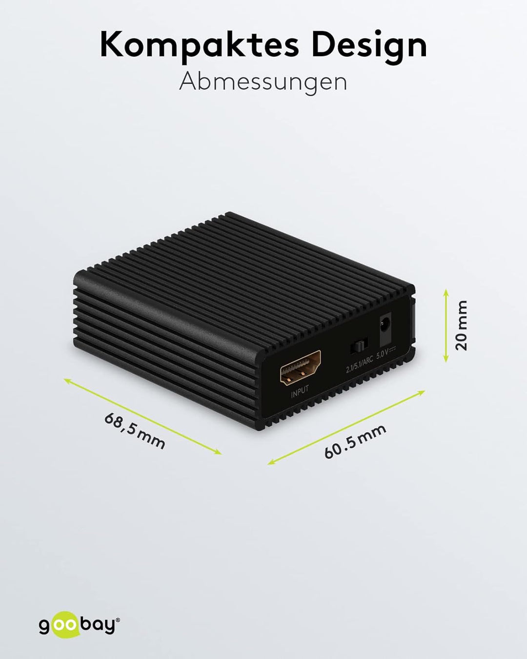 goobay 58477 HDMI Audio Extractor 4K @60 Hz (Ultra HD 2160p) / Hdmi Audio Converter/HDMI zu HDMI/Für