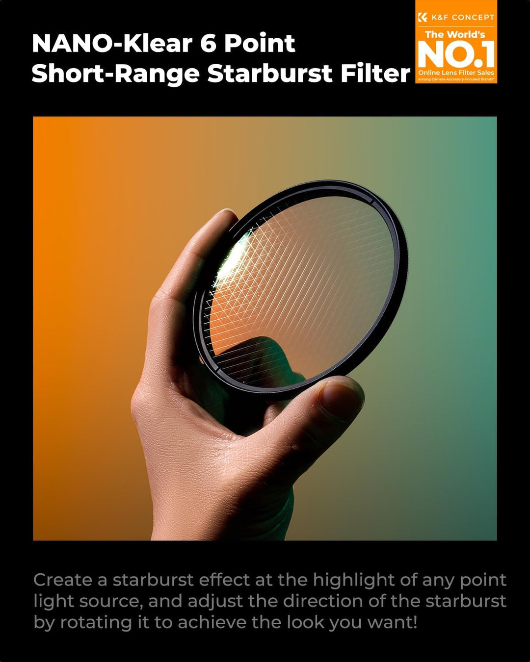 K&amp;F CONCEPT 69mm Kurzstrahl-Sternfilter mit 6 Punkten | Special Kamera-Effektfilter Filter,Optisches
