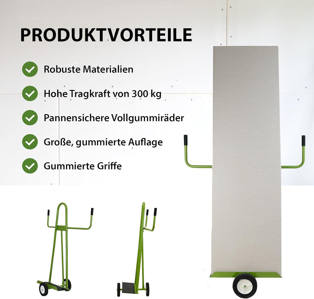 TRUTZHOLM Plattenwagen Stahl pulverbesichtet rostfrei Tragkraft 300 kg Aufstellbreite 18 cm Aufstell