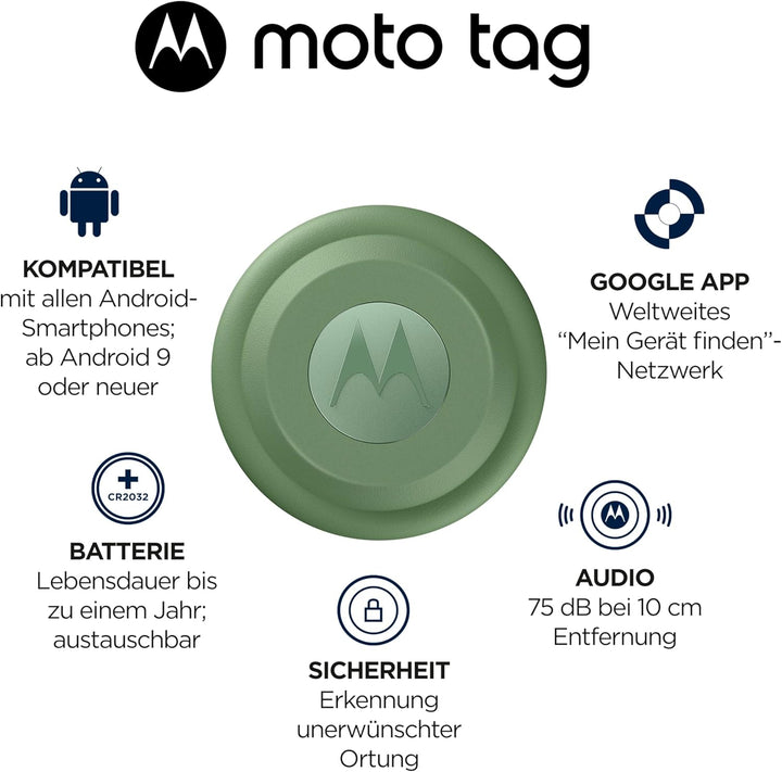Motorola Moto Tag – Smart Tracker, 1er Pack (Android 9+ kompatibel, Bluetooth 5.4, IP67 Wasserschutz