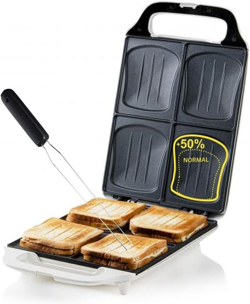 XXL Familien Sandwichmaker 4er Toaster in Muschelform 27 x 32 cm, 1800Watt