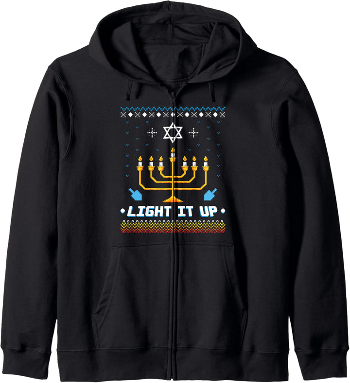 Menorah Happy Hanukkah Jude Chanukkah Ugly Christmas Sweater Kapuzenjacke
