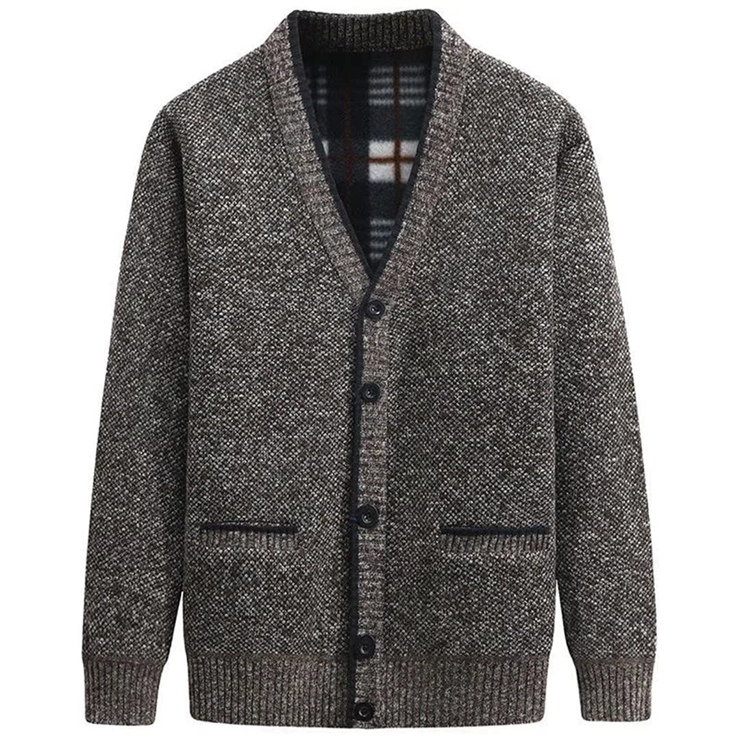 Strickjacke Herren Cardigan Pullover - Gestrickt Trachtenjacke Cardigan Herren Schwarz Grau mit Tasc