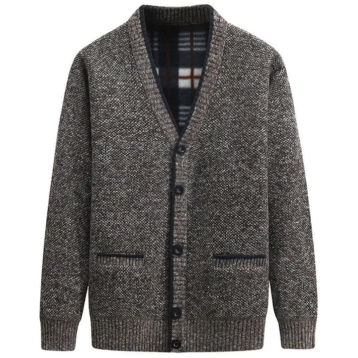 Strickjacke Herren Cardigan Pullover - Gestrickt Trachtenjacke Cardigan Herren Schwarz Grau mit Tasc