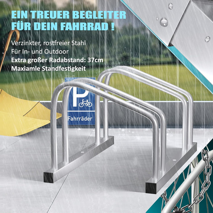 KESSER® Fahrradständer für 2 Fahrräder inkl. Parkschild | Mehrfachständer mit 37cm Radabstand für 30