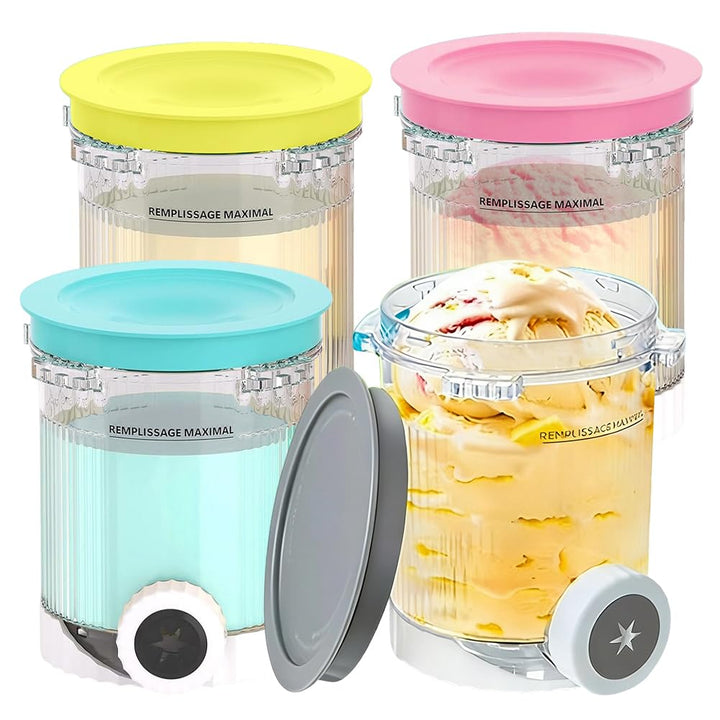 4 Stück Behälter für Ninja Swirl Creami 480 ml, Eisbehälter für NC700 NC701EU Serie, BPA-frei, Spülm