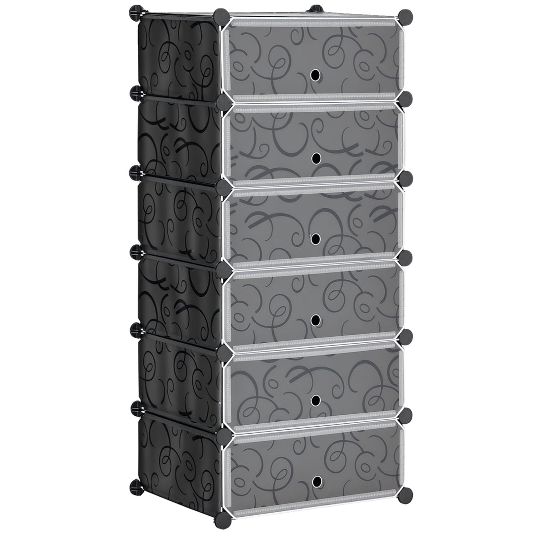 HOMCOM Schuhboxen 6er Set Schuhkarton Stapelbar Transparent Tür Schwarz | DIY, Schuhorganizer, Schuh