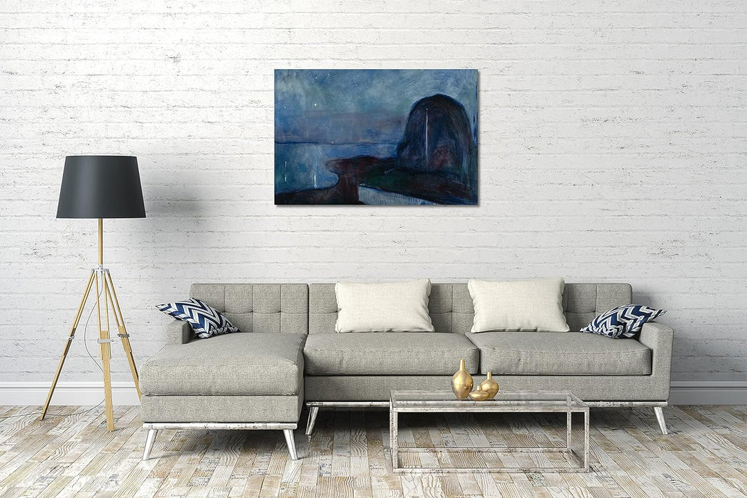 Printed Paintings Leinwand (70x100cm): Edward Munch - Sternennacht (1893) 70x100 cm, 70x100 cm
