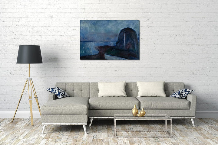 Printed Paintings Leinwand (70x100cm): Edward Munch - Sternennacht (1893) 70x100 cm, 70x100 cm