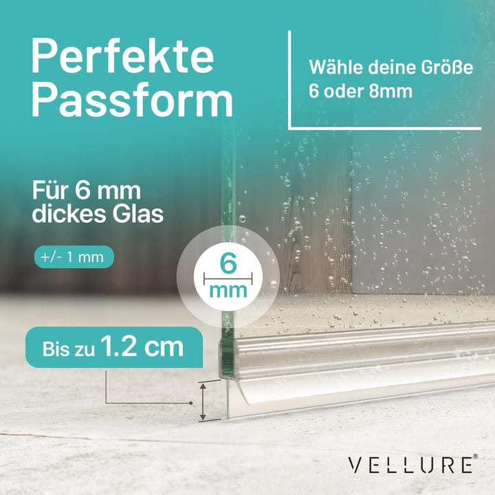Vellure® Duschdichtung - NEU Premium Dichtung Dusche Glastür - Langlebige Duschtürdichtung unten, Gu