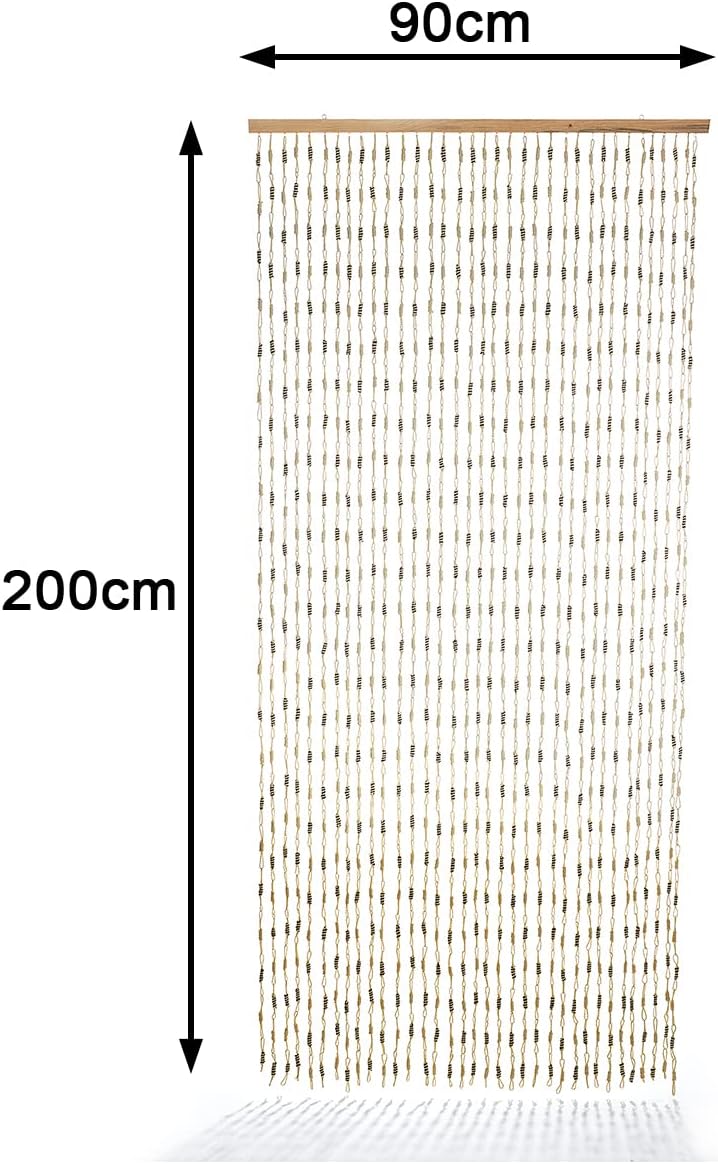 Kobolo Türvorhang Papiervorhang Nature Papier beige braun 35 Stränge 90x200 cm - rechteckig - Indoor