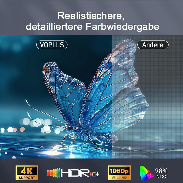 Smart Beamer 4k Heimkino [Netflix Ready & 30000L] VOPLLS Autofokus/Trapezkorrektur 3D Dolby Audi