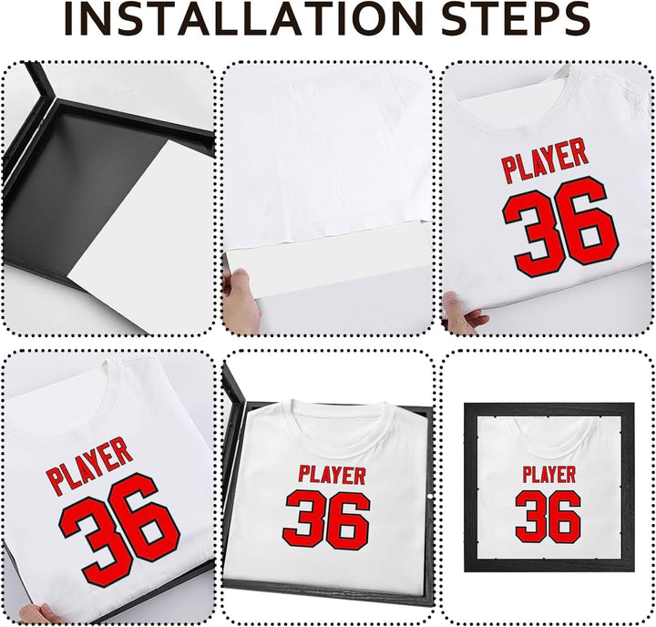 2 Stück Rahmen für Fussballtrikots, 33 x 33 cm Trikotrahmen Sport-Trikot, Schattenbox, Rahmen, Rahme