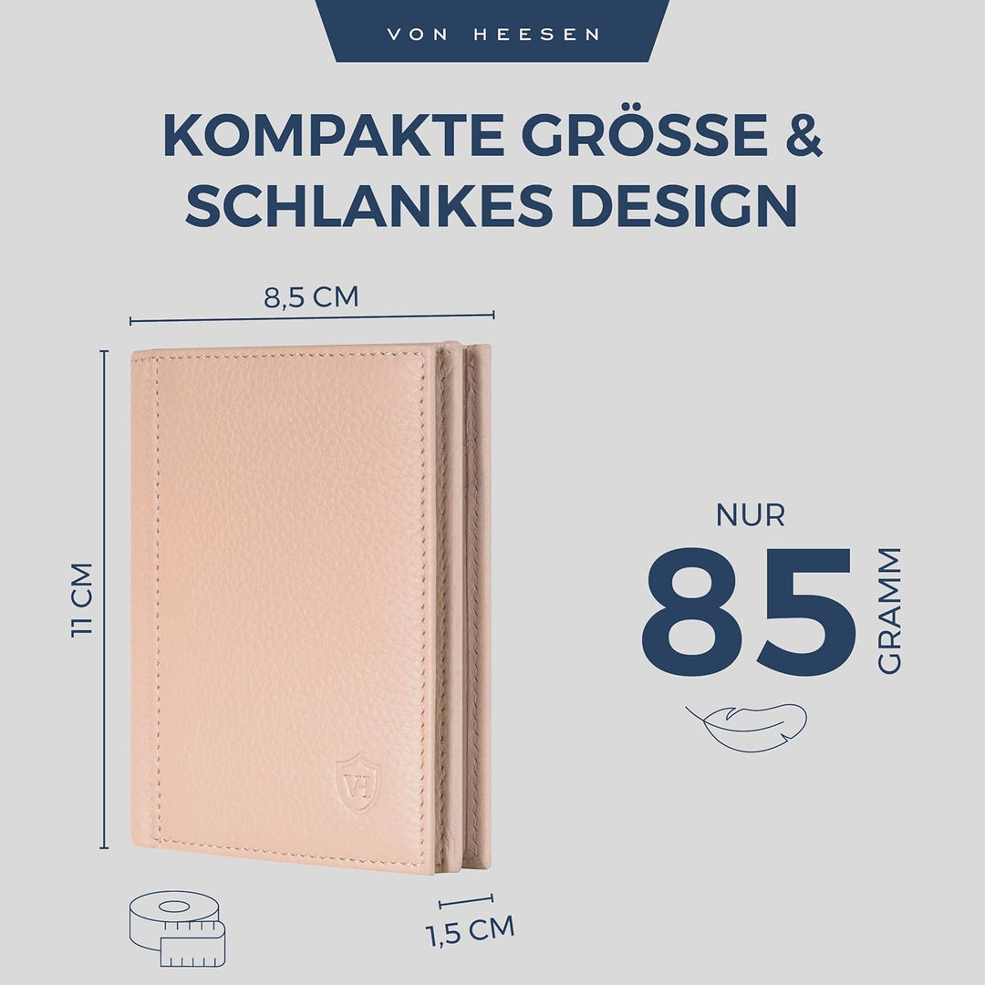 VON HEESEN® Leder Geldbörse mit Münzfach &amp; RFID Schutz Herren &amp; Damen - Echtleder Geldbeutel für Män