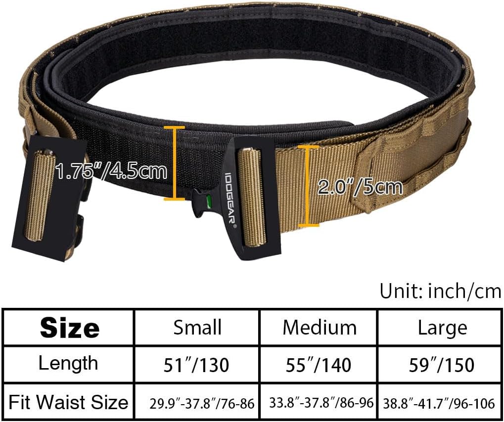 IDOGEAR 2 Zoll Taktischer Gürtel Combat Schnellverschlussschnalle Rigger Gürtel im Militärstil Molle
