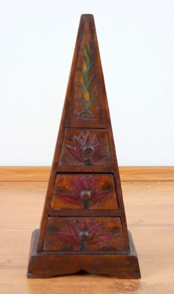 livasia Pyramiden Kommode, Schubladenkommode, Schubladenschränkchen, Schmuckschränkchen (braun)