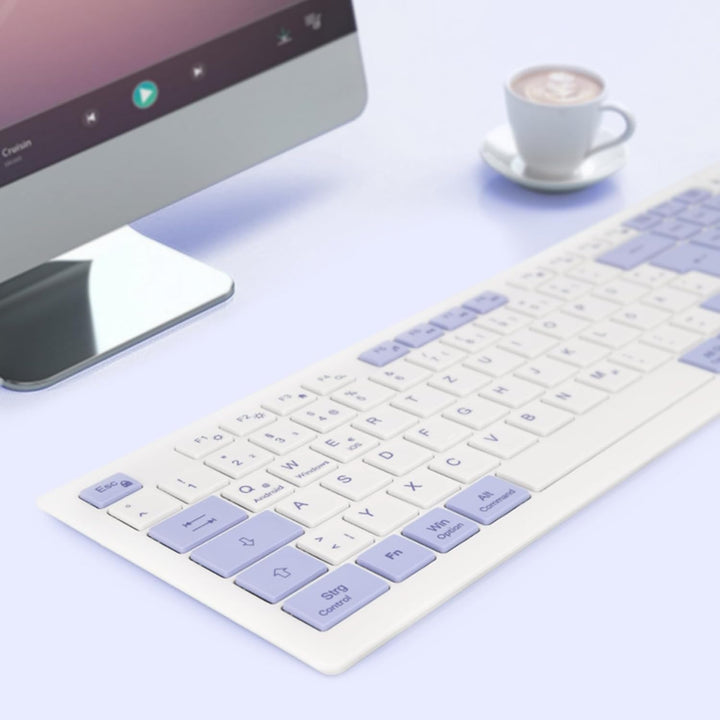 Rii Tastatur Kabellos Büro, Wireless Keyboard Office mit QWERTZ, Kabellose Tastatur Weiss mit 2.4GHz