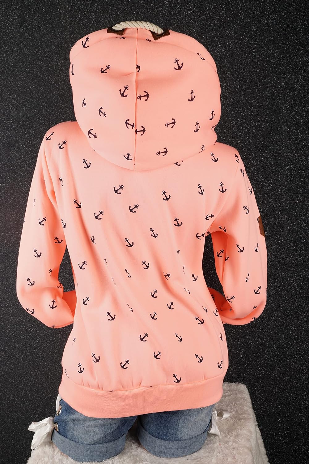 VIN TE Damen Sweat Jacke XXL Kapuze Hoodie Übergangsjacke Fleece gefüttert schräger Reissverschluss