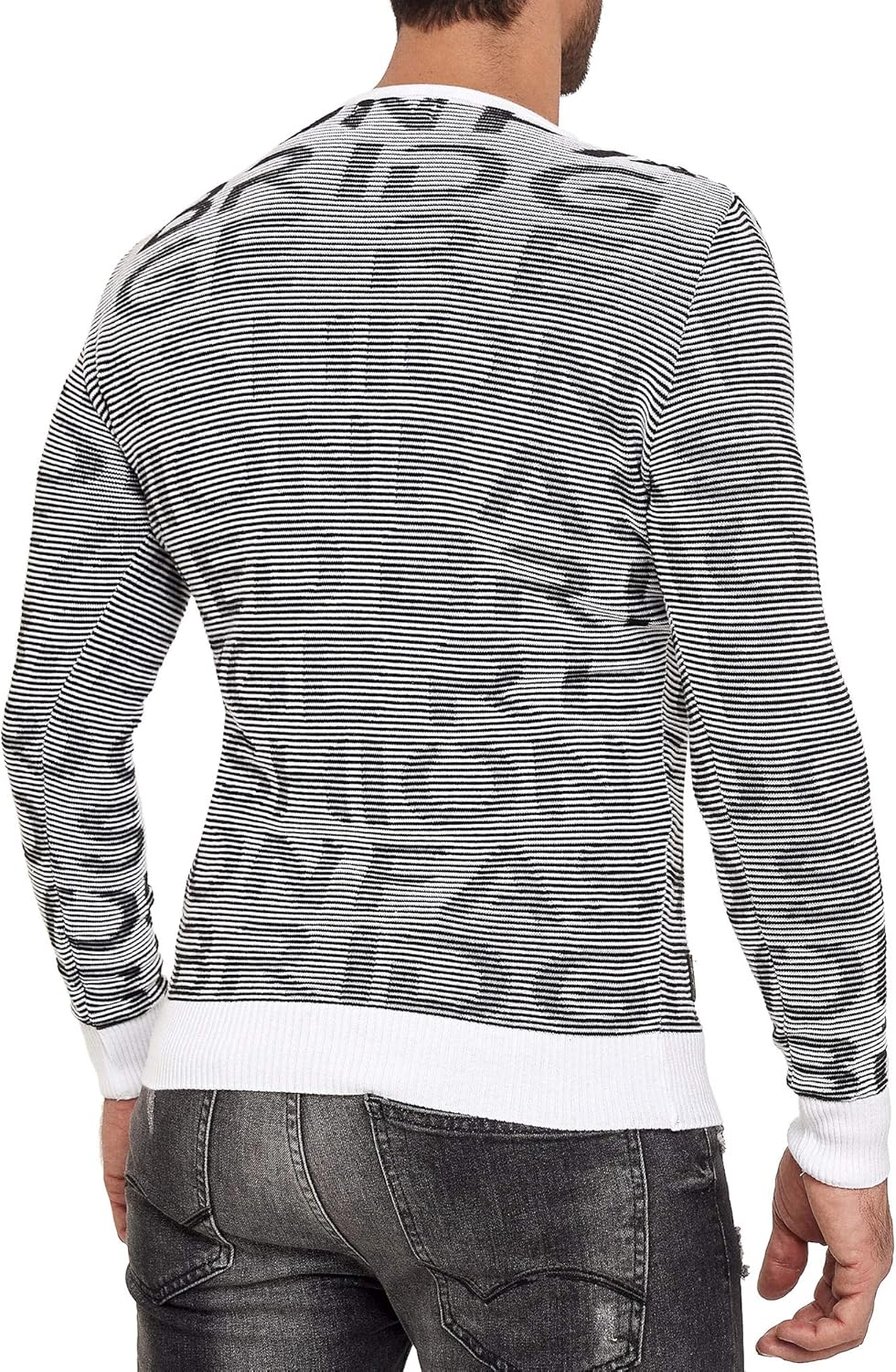 Redbridge Herren Pullover Strickpullover 3D Structure Kontrast XL Weiss, XL Weiß